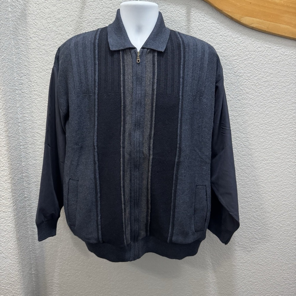 Cooper Sweater Jacket Mens M Navy Blue‎ Full Zip Made in Canada Wool Blend NWT
